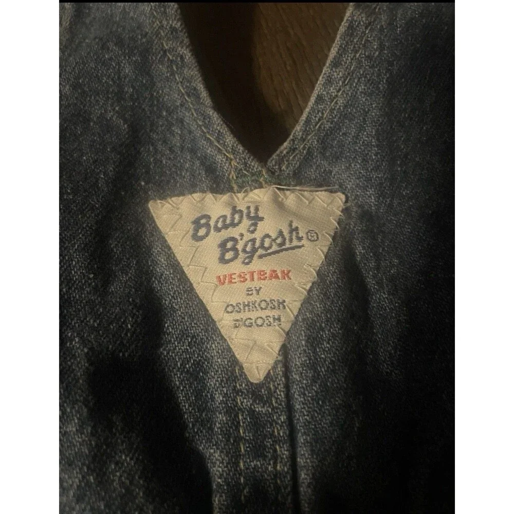 Vintage OshKosh Baby B'Gosh Vintage Bubble Overalls  Romper 1980s 6-9 Mo Denim